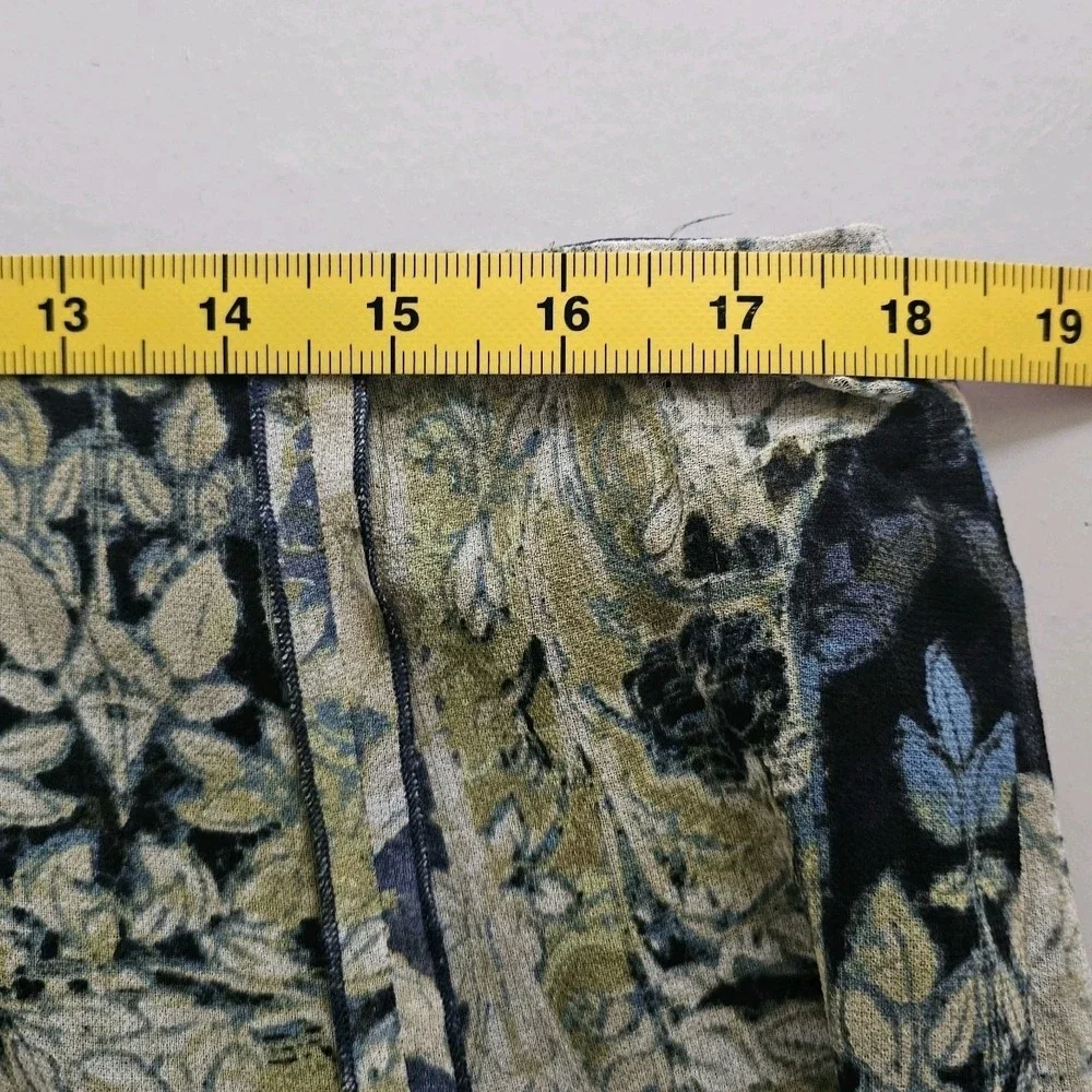 Size‎ 16 Skirt Green Blue Floral Chiffon A-Line Midi Boho Career Forest Fairy ~